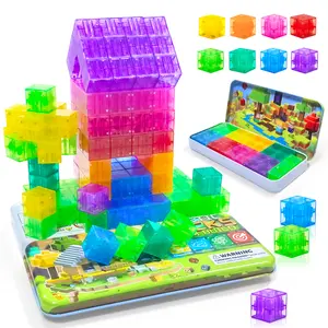 Children's Magnetic Toy Set with Transparent STEM Educational Toys, Creative Birthday and Christmas/Halloween Gifts for Teenagers Over 3 Years Old, with Bright Colors and Interesting Designs, Magnetic Building Blocks, Building Block Sets