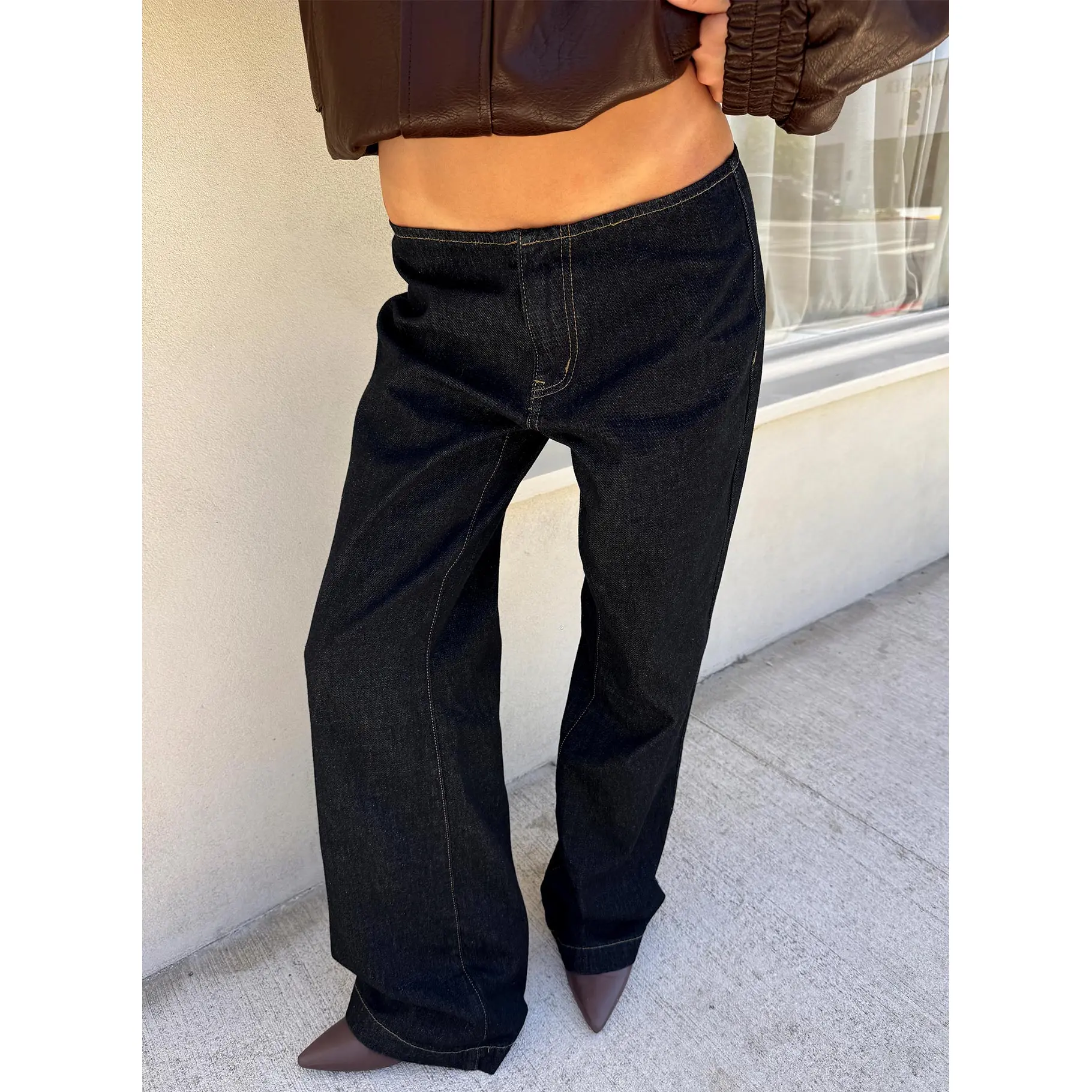 Buenos No Waist Low Rise Straight Leg Jeans Raw Denim Petite