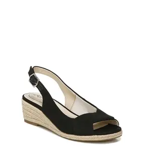 LifeStride Women's Socialite Espadrille Wedge Sandal Black Fabric 5 M