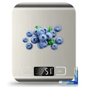 Digital Food Kitchen Scale Stainless Steel with LCD Display & Multi-Unit Conversion Easy to Use Accurate 5 Units Support 2 AAA Batteries Large Backlit Screen 11lb/5kg Capacity