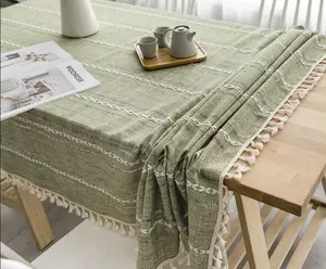 Cotton Linen Tassel Tablecloth Tablecloth for 4 - 6 People