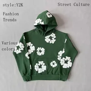 Y2K Foam Printing Hooded Athletic Tracksuit Unisex 2 Piece Running Clothing Long Sleeve Hoodie Sweatshirt + Track Pants Set Embroided Kapok Loose Jeans Denim Tears Hoodie Lady Clothes 2 Piece Sets Women