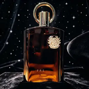 Men's Luxe Eau de Parfum - PRE Dark Amber Bottle with Gold Emblem, Elevated Luxury-Themed Intense Dual-Gender Woody Spicy Vanilla-Flavored Fragrance, Elevated Men's Fragrance, Dual-Gender Men's Fragrance