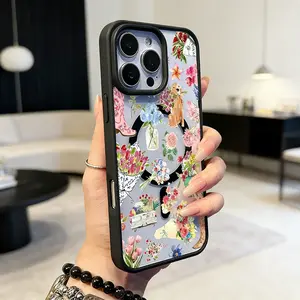 Magnetic Compatible Case for iPhone 17 16 E Pro Max 15 Plus 14 13 12 11 XS XR, Pastel Floral Collage with Boots and Dog Print| Silicone, Lightweight, Aesthetic, Scratch Resistant, and Cute Protection