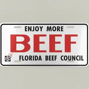 Enjoy More Beef Florida License Plate, 12 x 6 Aluminum Vanity Tag for US Vehicles, Funny Steak Car Decor, BBQ Gift, Kitchen Decor, Best Gift, Man Cave