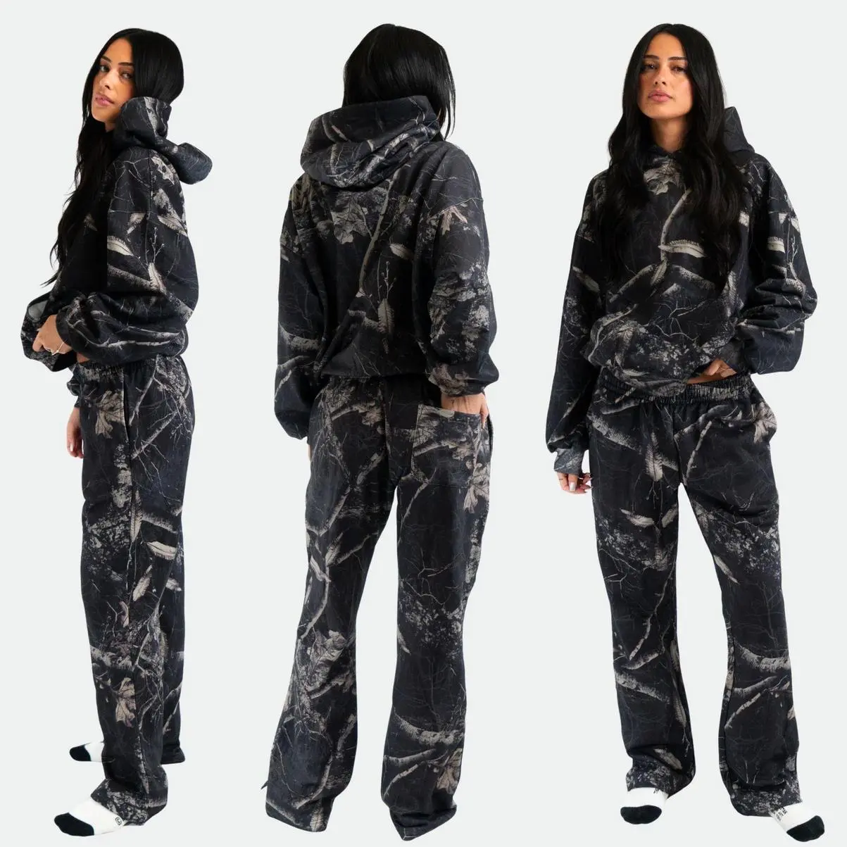 [HOT] Trendy Black Camo Sweatpants Realtree Hoodie Matching Sweatpants, Lightweight Camouflage Full Set for Men Women, Streetwear Outfits 2025, Gift For Him Her