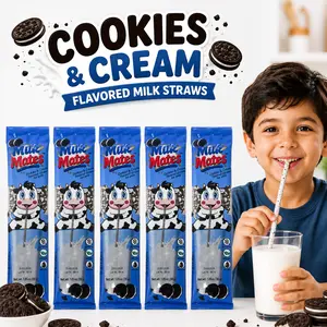 Cookies & Cream Milk Flavor Straws – 25 Straws Total (5 Packs, 5 Straws Each) Flavored Milk Enhancer for Kids & Adults, No Powder, No Mess, Perfect for 7 oz Glass of Milk, Fun & Easy Way to Enjoy Milk
