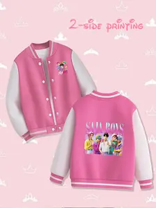 Women's Baseball Jacket Cartoon Print, Saja Boys Style, Long Sleeve Fitted Outerwear, Spring & Fall Fashion, Casual Daily Wear HUNTR/X（EJAE、AUDREY NUNA、Rei Ami）、Saja Boys（Andrew Choi、Neckwav、Danny Chung、KEVIN WOO、samUIL L）、TWICE、MeloMance、JOKERs
