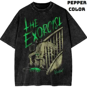 Gildan The Exorcist Shirt Pazuzu Horror Movie Tee Crew Neck Casual Vintage Graphic Tees Unisex Halloween T-Shirt Gifts For Men Women Streetwear Top Menswear Womenswear