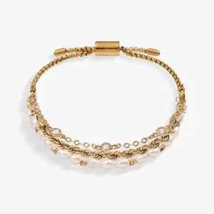 Alex and Ani Stranded Rose Cut Stone Bracelet Set