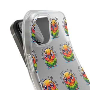 Bird Lover Flexi Case, Cute Conure Parrot Phone Cover, Avian Enthusiast Gift, Flexible Case for Bird Owners, Tropical Bird Accessories