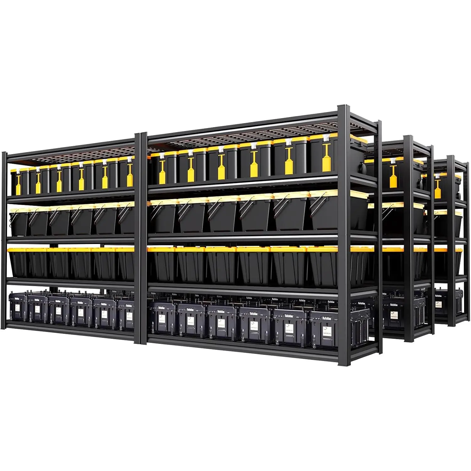 6 Pack Garage Shelving 5-Tier Heavy Duty Storage Shelves, Tool-Free Adjustable Metal Shelf Unit, Utility Organizer Rack for Basement, Pantry, Kitchen, Warehouse, 59" W x 19.7" D x 72" H Black