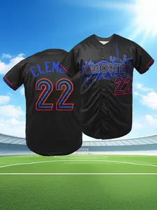 Men's #22 TORONTO Embroidered Baseball Jersey, Breathable Stitched Baseball Shirt, V Neck Pullover, Loose Fit Short Sleeve Top Athletic Tops Ideal for Training & Casual Outdoor Activities, All-Season Sports Wear