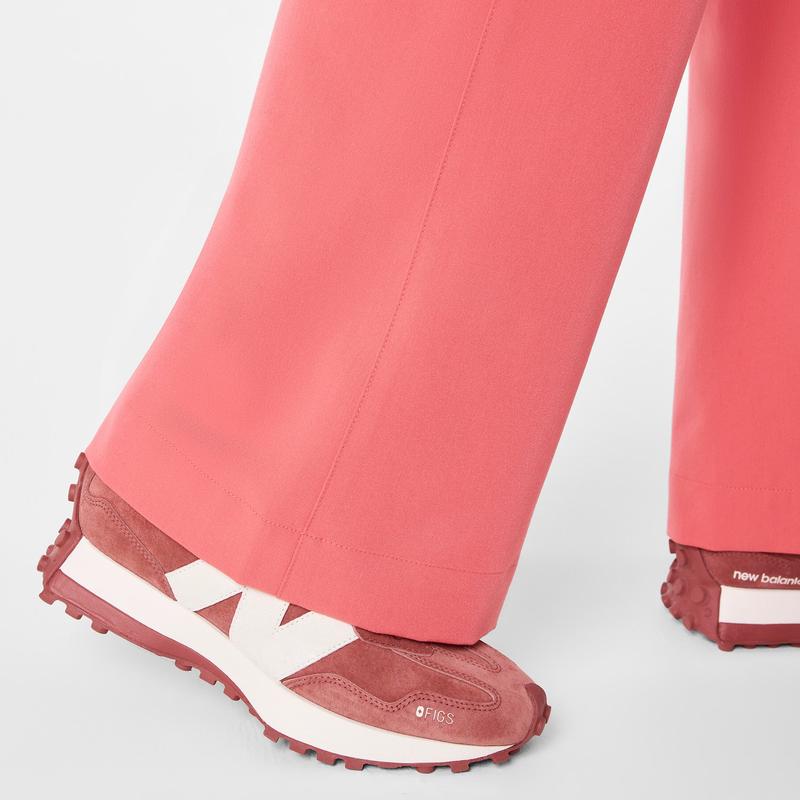 women's Pulmonary Pink High Waisted Isabel Wide Leg - Tall Scrub Pant