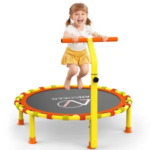ANCHEER 38" Kids Trampoline with Adjustable Handle, Foldable Indoor Outdoor Safe Rebounder for Toddlers
