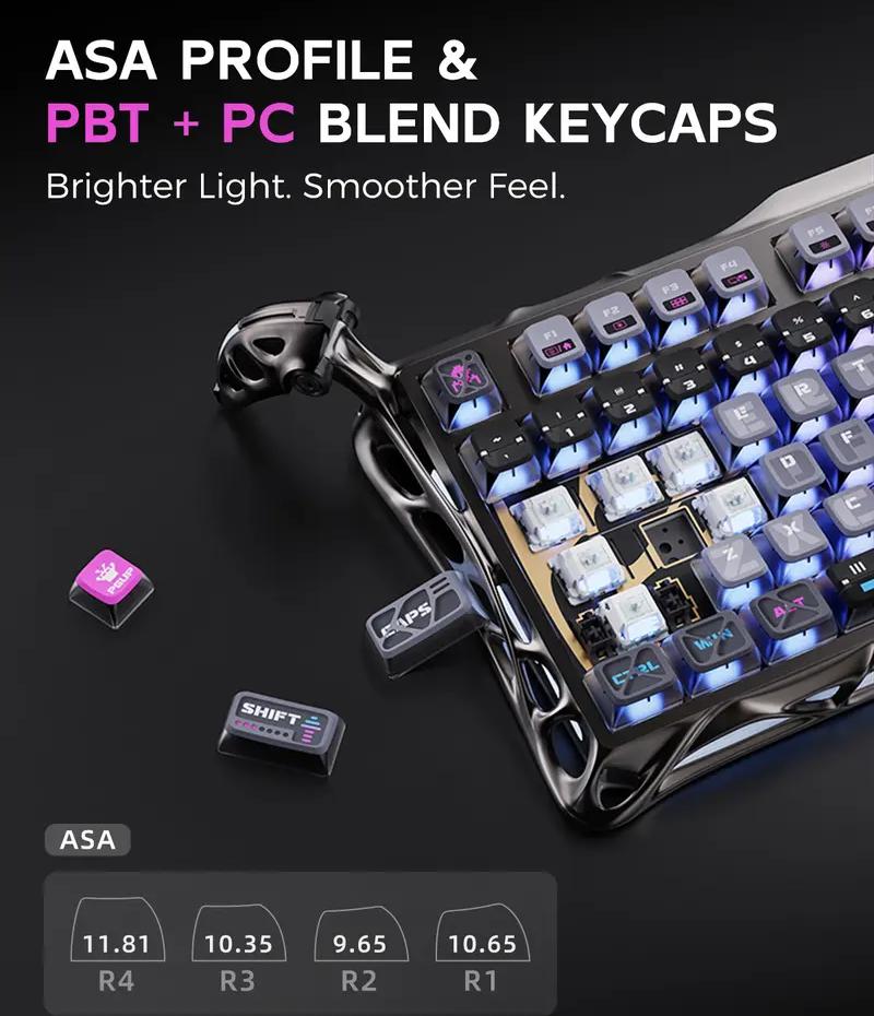 "Summer Vibes" GravaStar Mercury K1 Pro 75% Wireless Mechanical Gaming Keyboard: A Compact, Custom-Style Keyboard with Gasket Mount Structure, Hot-Swappable Support, Linear Switches, and RGB Backlighting.