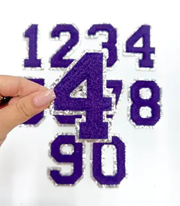 Purple Silver Chenille Embroidery Patch