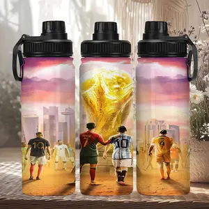 1pc 20oz Soccer Double King Stainless Steel Water Bottle for Hot and Cold Beverages, Ideal Portable Fitness Bottle for Outdoor Travel and Holidays, Durable and Reusable Gift Option, Sports Drinking Bottle