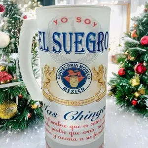 El Suegro Más Chingón 16oz Frosted Ceramic Beer Mug for Men - Reusable, Washable, Stylish Drinkware, Perfect Father's Day Gift, Modern Tumbler for Home Bar or Man Cave - Coffee