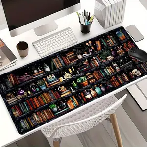 Mystical Book Shelf Pattern Mouse Pad, Rectangle Gaming Mouse Pad, Non-slip Rubber Base Keyboard Mat for Home Office