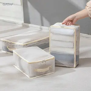 Transparent Nylon Mesh Clothing Storage Bags Foldable Under Bed Drawer Organizer Breathable Dustproof Clothes Sorting Pouch Lightweight Household Storage Bag for Bedroom Closet Under Bed Home Daily Organization