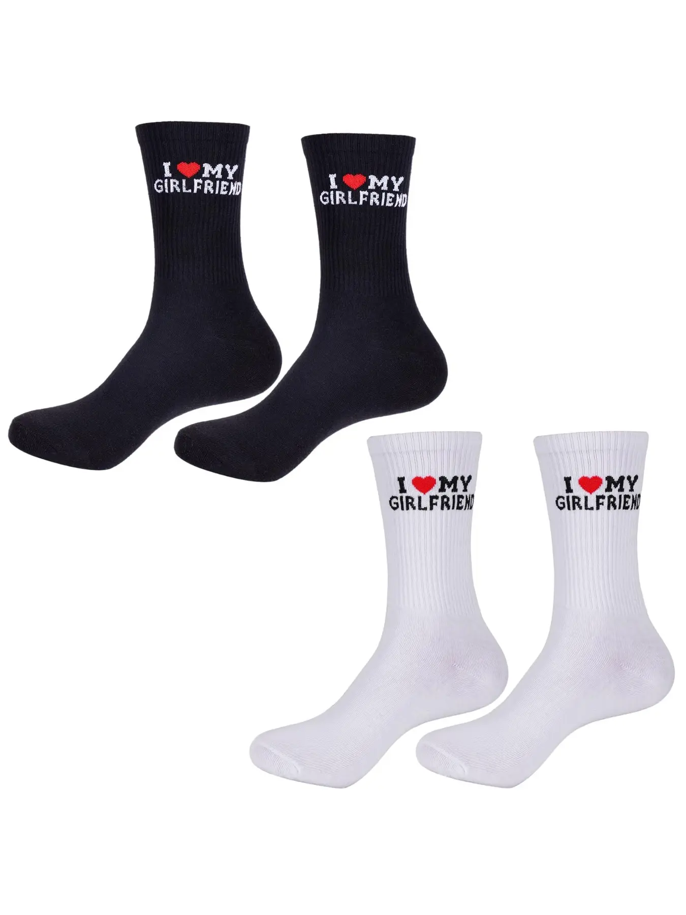 2pairs Simple Letter Girlfriend Medium Slim Fit Socks Fashionable and Versatile Couple Wedding Casual Socks Suitable for Dance Parties