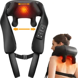 MASGRE Neck Massager, Cordless 6D Shiatsu Neck and Back Massager, Neck Massager for Pain Relief Deep Tissue, Ideal Gift for Men and Women, Ideal for Home, Office and Car, with Heat, Black