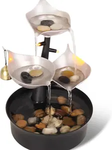 Water Fountains Indoor, 3-Tier Tabletop Water Fountain with Adjustable LED Light, Small Desk Waterfall Fountain for Living Room/Office Zen/Home Décor, with Bell, Dynamic