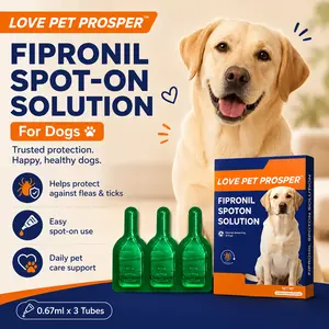 LOVE PET PROSPER Fipronil Spot-On Solution for Dogs, 0.67ml×3 Tubes Flea & Tick Topical Drops, Easy Apply External Dog Care |COD