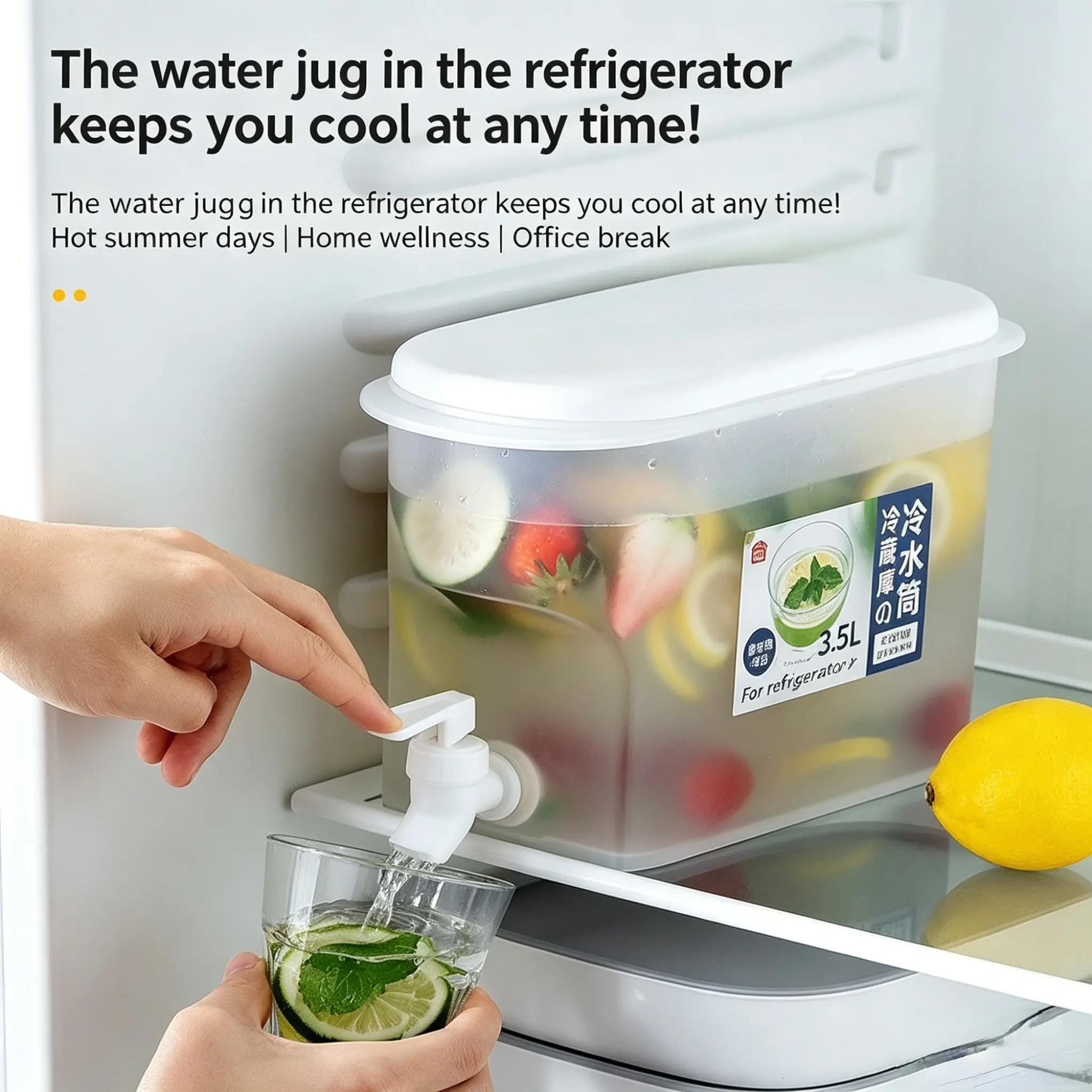 Plastic Water Jug with Faucet, Large Capacity Beverage Dispenser, Ice Water Pitcher, Cold Water Pitcher, Home Health, Office Refreshment, Fruit Tea Pot, Soda Bottle, Iced Tea Pitcher, Spigot Water Jug, Drinkware