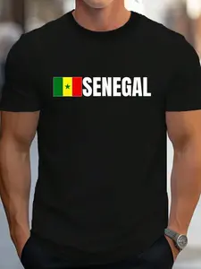 100% Cotton Senegal Flag T-Shirt Women's Men's Graphic Tee Crew Neck summer vacation Tops