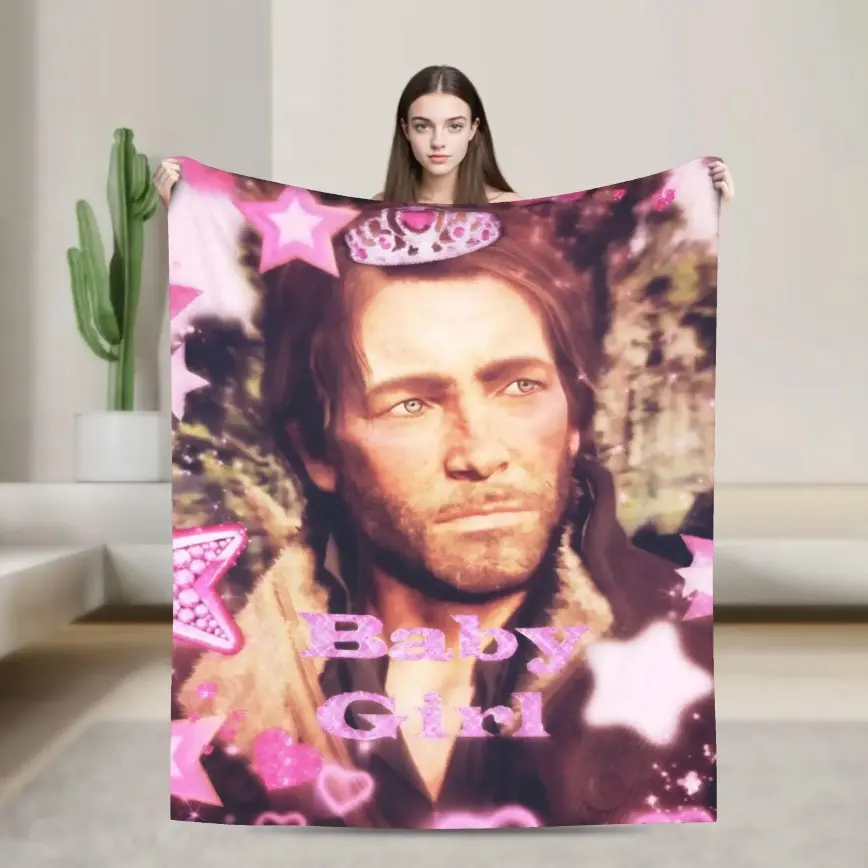 Arthur Morgan Red Dead Redemption Fluffy Wrinkle-Resistant Ultra Soft Plush Flannel Blanket, Cozy Warm Throw for Bedroom Couch, Perfect Gift for Gamers, Western Outlaw Aesthetic Bedding Decor