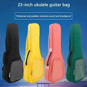 23 Inch Transparent Side Pocket Ukulele Case, Waterproof Cotton Lined Bag, Durable Travel Protection Cover for Small Guitar