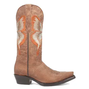 Dingo Womens Duchess Embroidered Snip Toe Pull On Casual Boots Mid Calf Low Heel 1-2" - Brown
