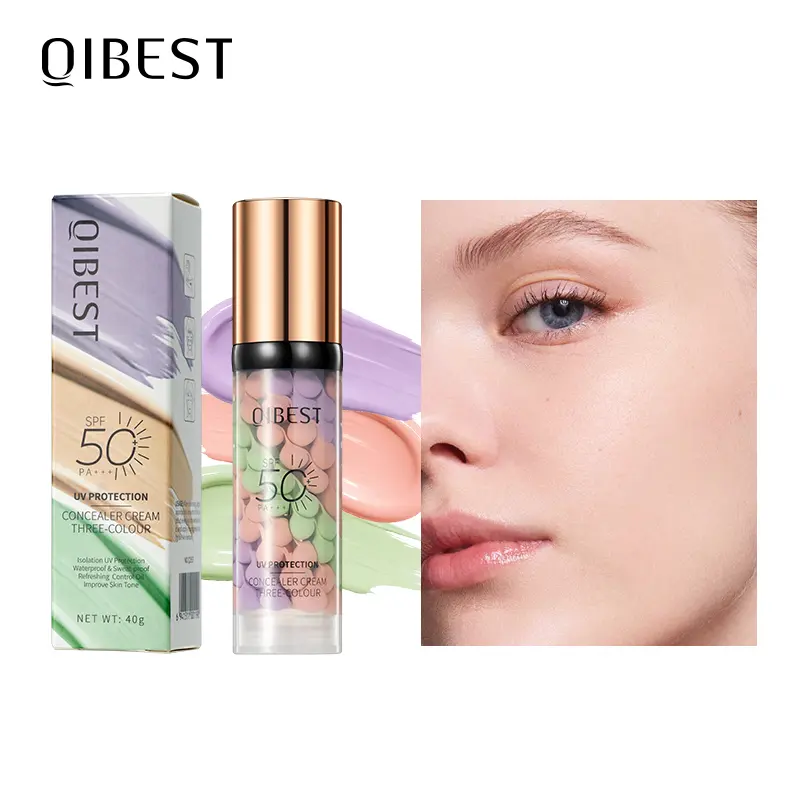 3-in-1 Color Correcting Facial Serum,Moisturizing Primer, , SPF 50 PA++ +Brightening Primer for Even Skin Tone, OilControl & Refreshing, Purple, Pink & GreenTones