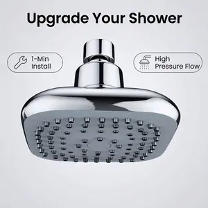 Silver Color Luxury High-Pressure Shower Head, Durable Bathroom Fixture, Strong Water Flow, Compact Nozzle, Suitable for High and Low Pressure