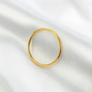 18K Gold-plated Minimalist Style Stainless Steel Women's Ring Jewelry