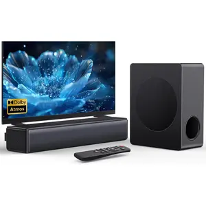 Sound bar with subwoofer, 200W 2.1 ch soundbar w/Dolby Atmos Surround Sound System,  Bass Adjustable  Theater  TV Speaker for  TV/Projector/PC