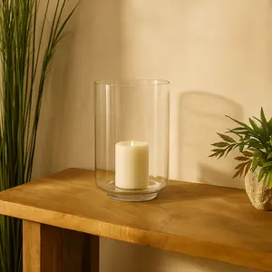 Clear Glass Wide Decorative Vase
