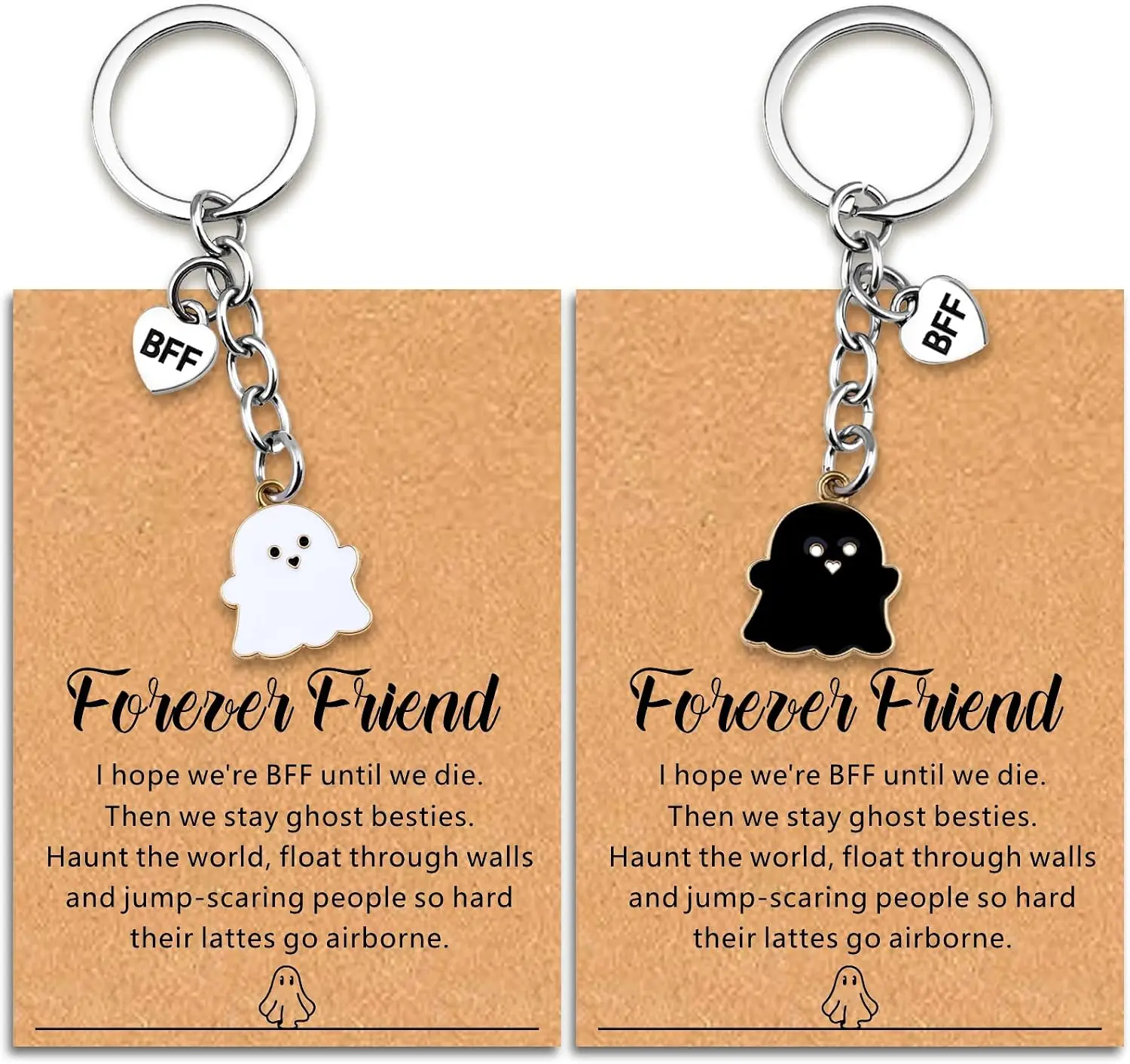 Best Friend Keychain, Boo Basket Stuffers for Women and Teens, BFF Gifts for Best Friends, Cute Friendship Key ring for Girls, Halloween Gifts for Friends.