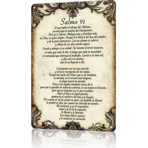 Salmo 91 El Que Habita Al Abrigo Del Altísimo 8x12 Inch Aluminum Metal Sign - Spanish Religious Wall Decor for Church, Entryway, Living Room, Prayer Room - Retro Tin Sign Gift for Spanish Speaking Christians & Faithful