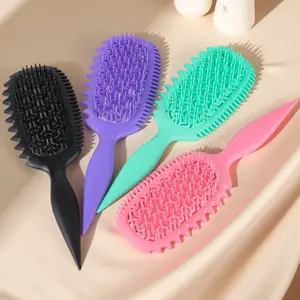 Vent Hair Brush with Tail Comb, Detangling Styling Brush for Wet & Dry Hair, Flexible Bristles for Blow Drying, Sectioning & Curl Detangling, Anti Tangle Brush