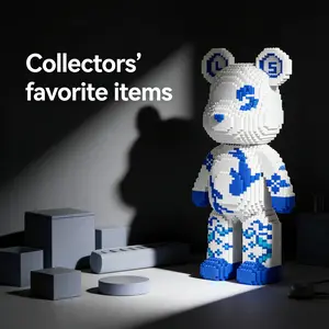 Small Fish Print Bear 3D Puzzle Building Blocks Decoration, Bookshelf Home Office Cabinet Decor, Party Living Room TV Stand Display