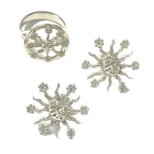 Sterling Silver Ring and Earring Set with Elegant Design, Featuring Decorative Elements and Clear Stones, Includes Two Rings and Earrings