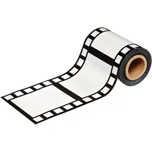 Beistle Black and White Plastic Filmstrip Streamer - 50 ft, Indoor/Outdoor Festive Party Decoration for Movie Night