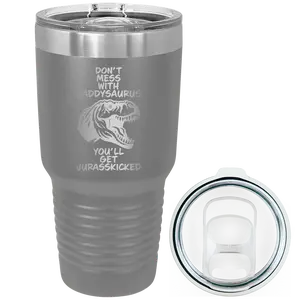 Personalized Daddysaurus 30 oz Tumbler - Dark Gray