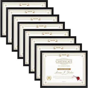 8.5x11 Black Picture Frames Set of 8, Certificate 8.5 by 11 Photo Frames Bulk for Document Diploma Award, Wall Hanging or Tabletop Display