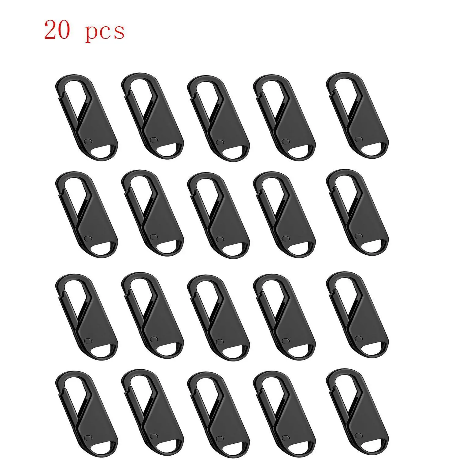 Spring Bag & Luggage Upgrade 20pcs Zipper Replacement Kit - Detachable Metal Zipper Pull Tabs for Luggage, Clothing, Backpacks, Boots, Purse (Black)