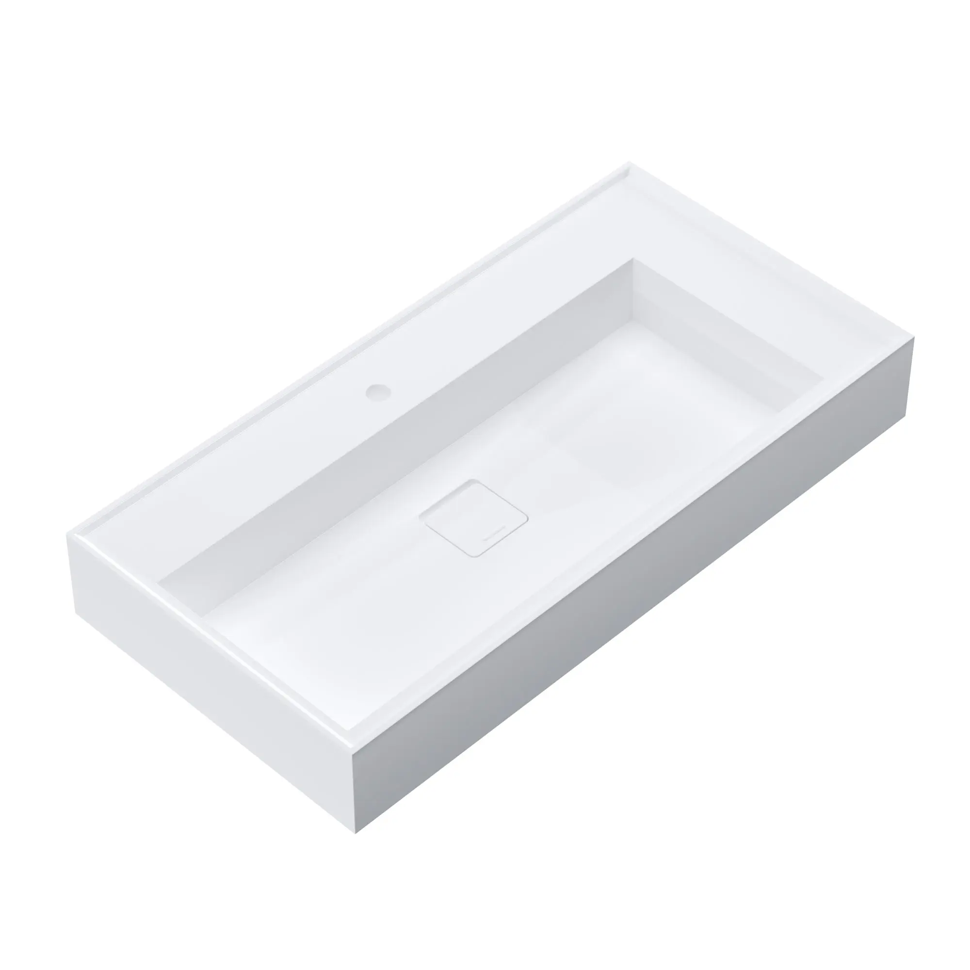 Dowell 36" Wall Mounted Bathroom Sink Rectangular Single Bowl Stone Resin Sink Luxury ADA Compliant (without Pedestal) Sink Non-overflow & Single Faucet Hole Floating Sink Perfect for Every Bathroom - ADA 070 Series