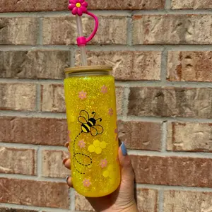 Honeycomb bee glass tumbler